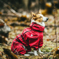 Pet dog raincoat that covers belly